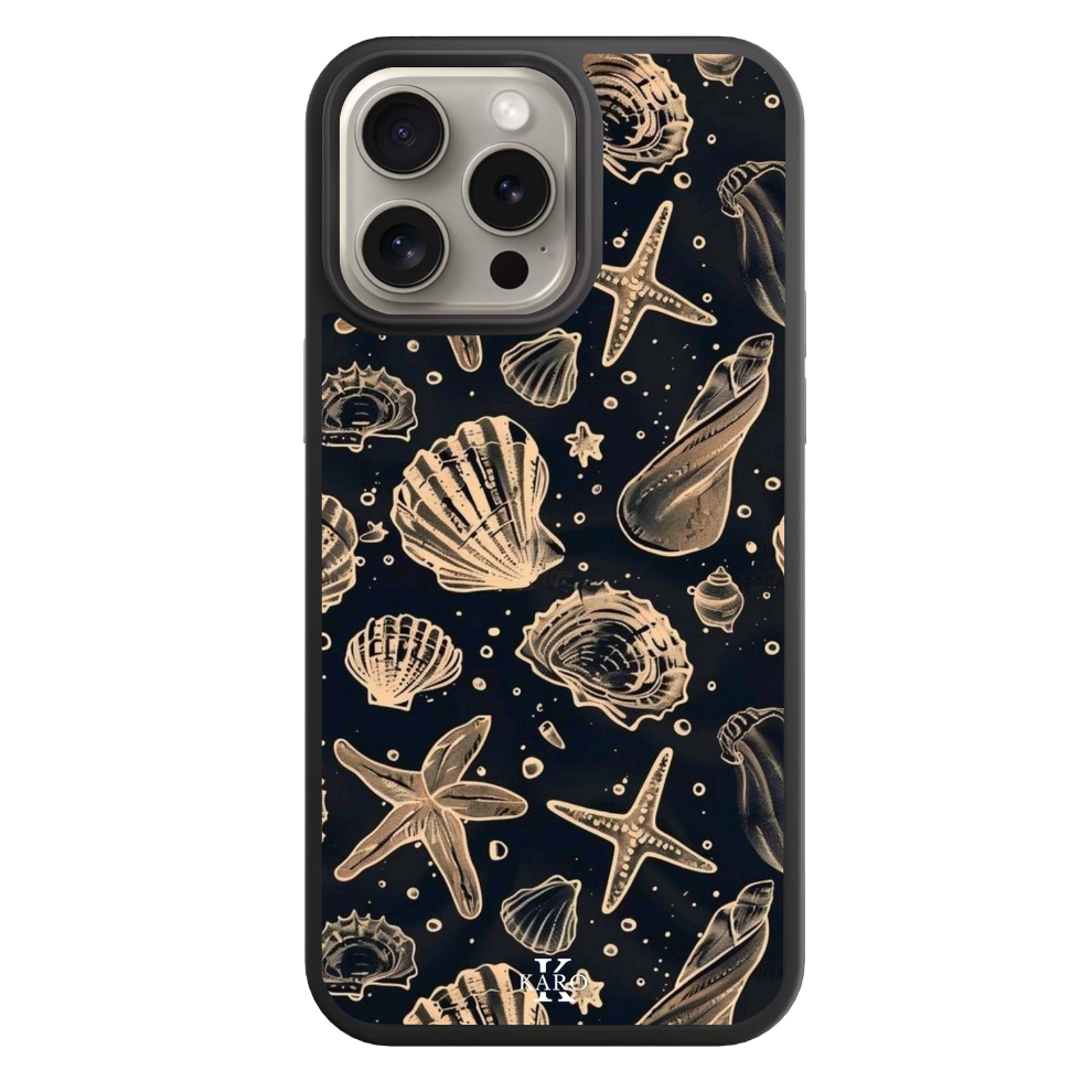 Golden Shells on Black Case ✨