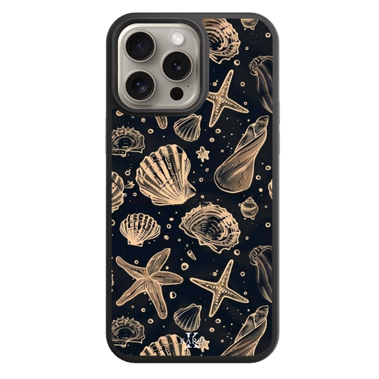 Golden Shells on Black Case ✨